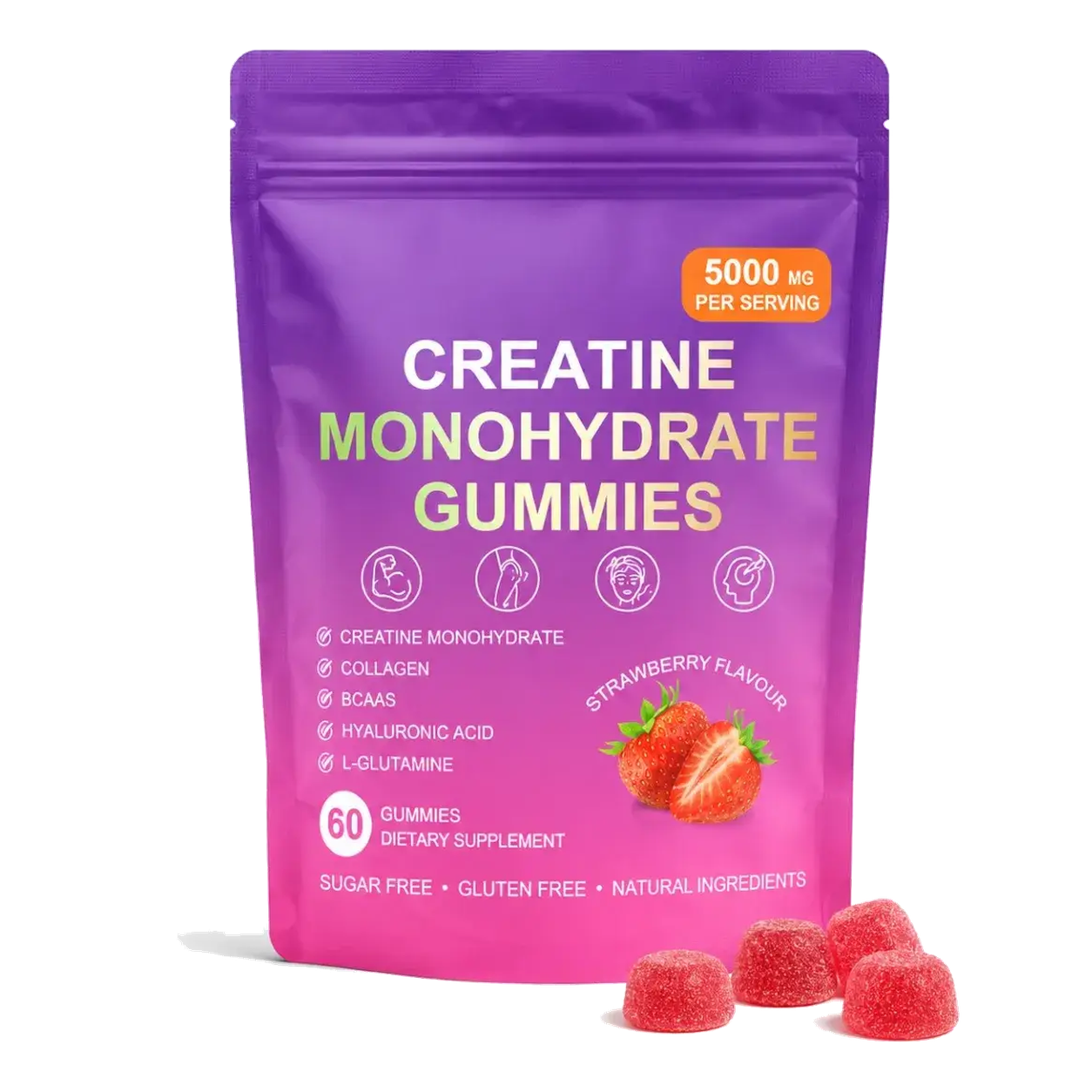 Creatina Monohidratada En Gomitas Mujer Sabor Frutilla